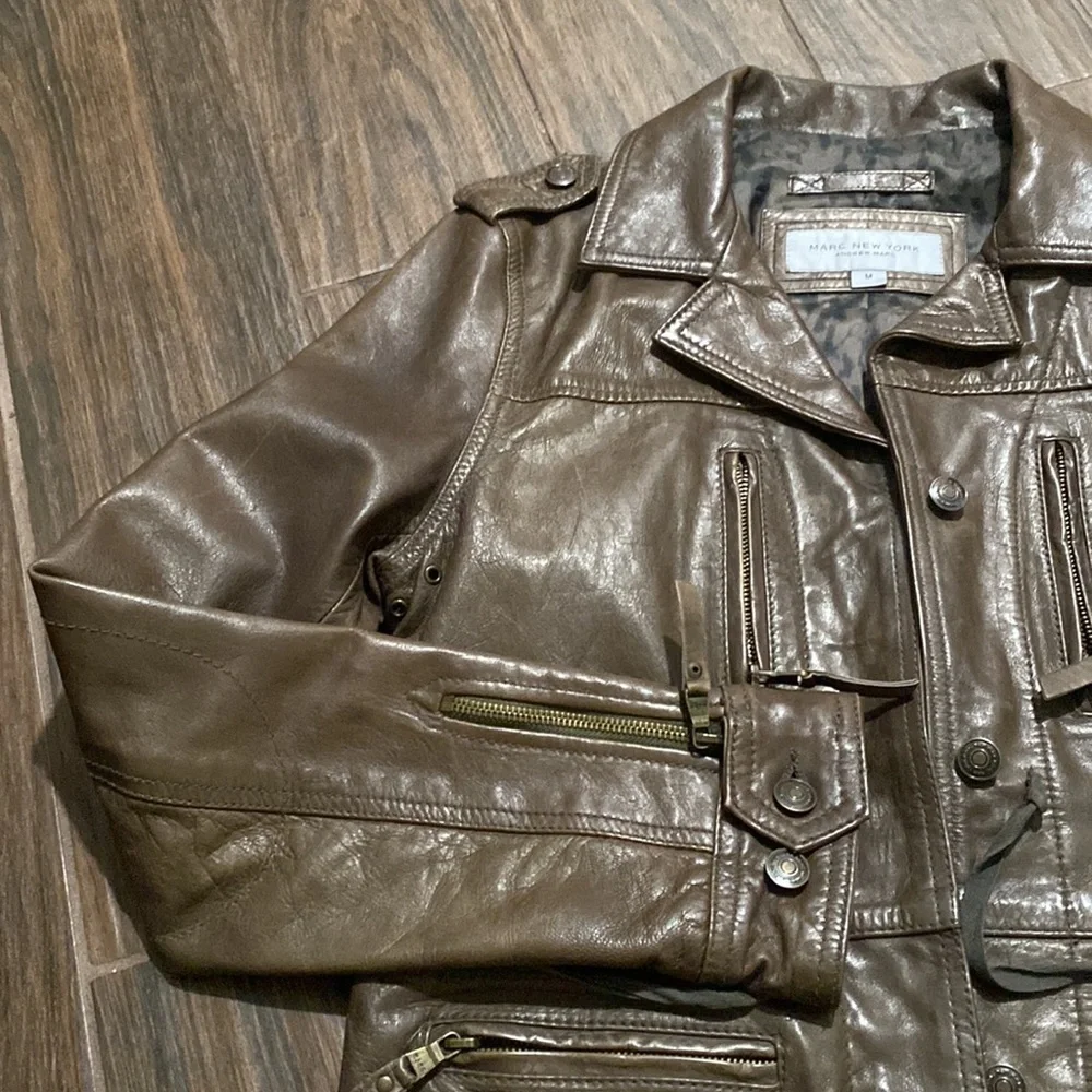 Marc New York by Andrew Marc leather green jacket